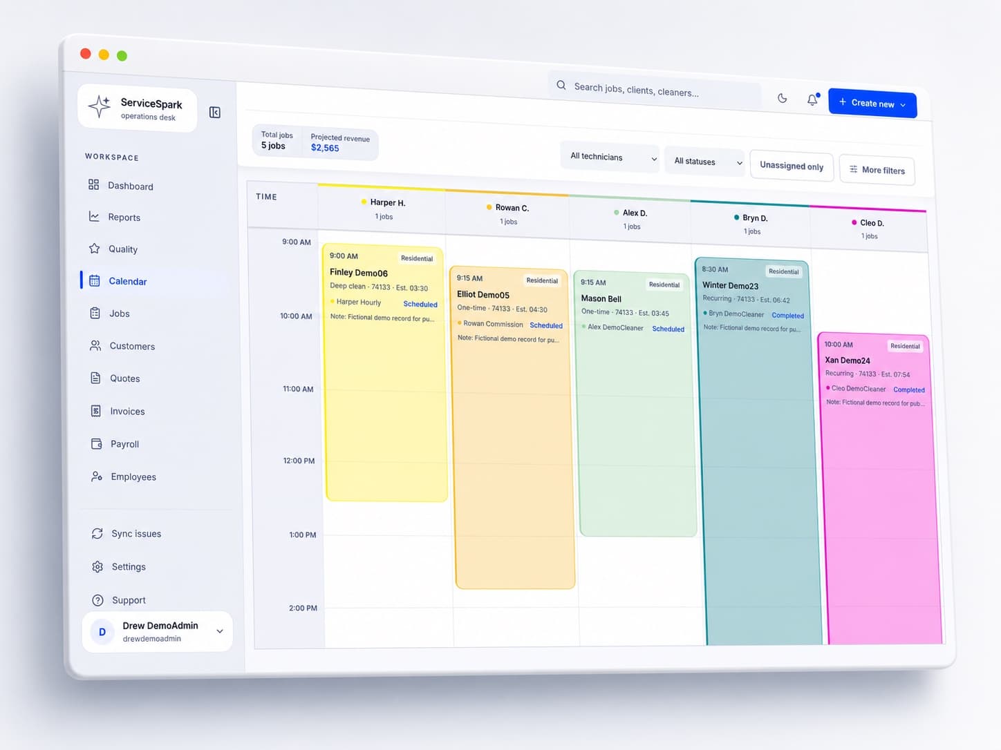 Scheduling that stays ahead in the ServiceSpark app